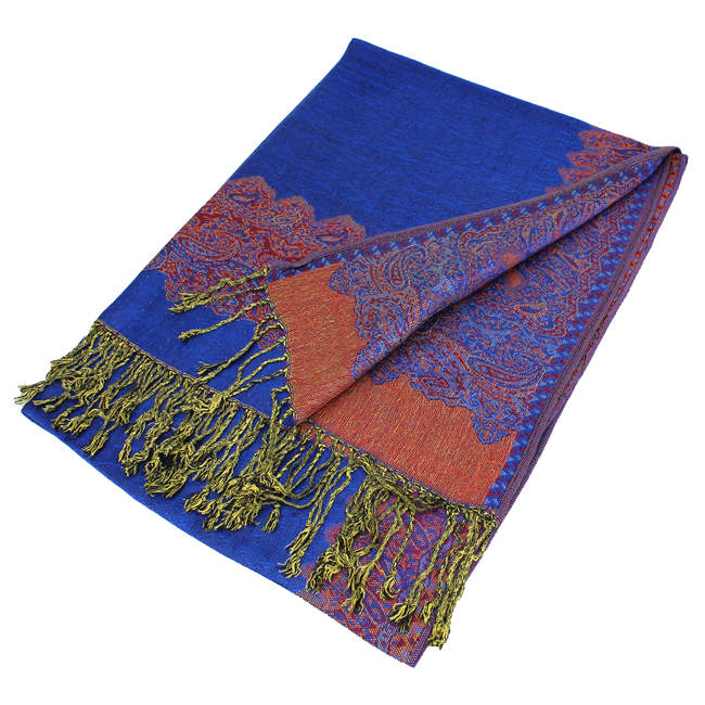 Blue Border Pashmina