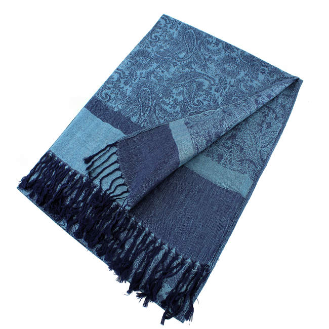 Blue Paisley Pashmina