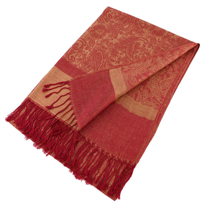 Peach/Red Paisley Pashmina