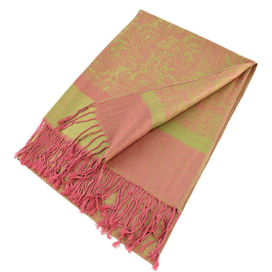 Pink/Lightgreen Paisley Pashmina