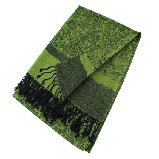 Olive Green Paisley Pashmina