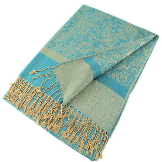 Aqua Paisley Pashmina