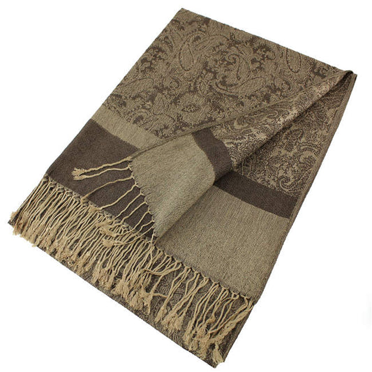 Camel Brown Paisley Pashmina