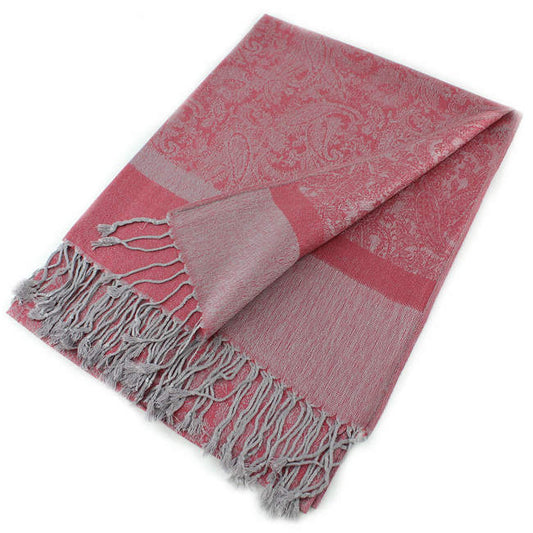 Pink/Grey Paisley Pashmina