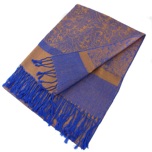 Orange/Blue Paisley Pashmina