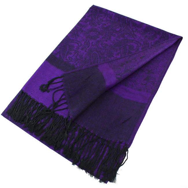 Dark Purple Paisley Pashmina