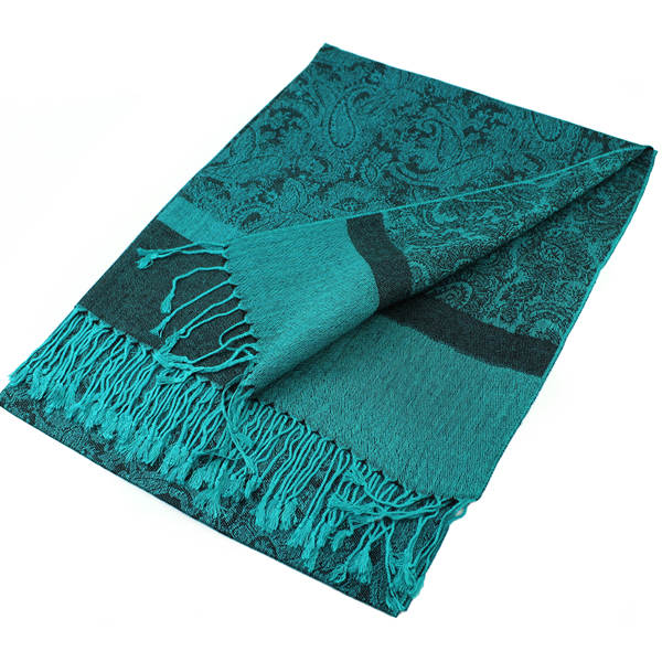 Teal Paisley Pashmina