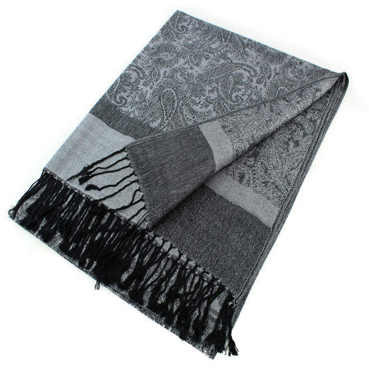 DarkGrey/Black Paisley Pashmina