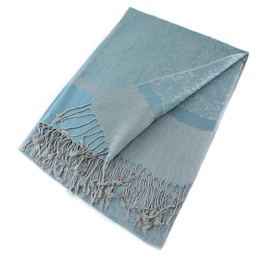 Cloudy Blue Paisley Pashmina