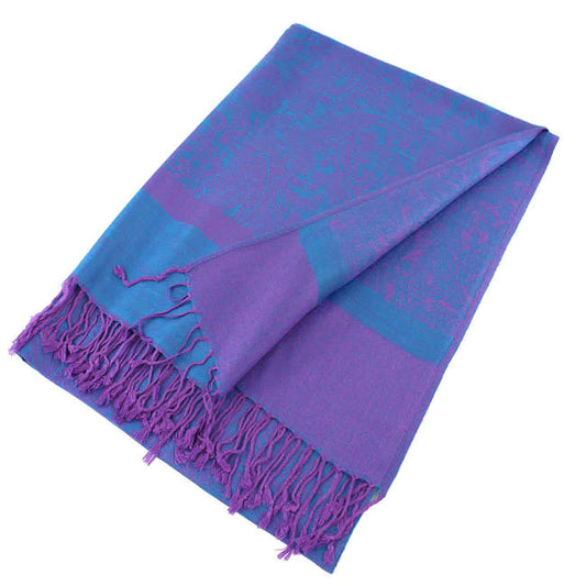 Turquoise/Purple Paisley Pashmina