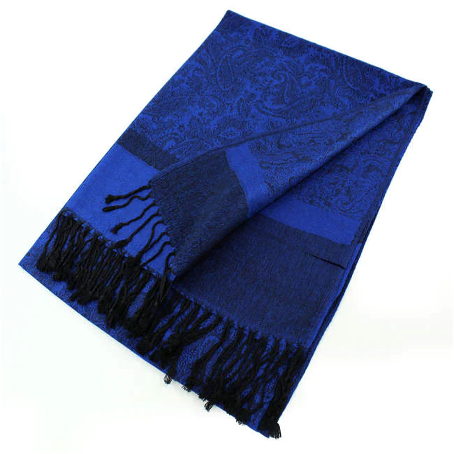 Dark Blue Paisley Pashmina