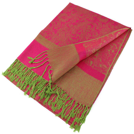 Pink/Green Paisley Pashmina