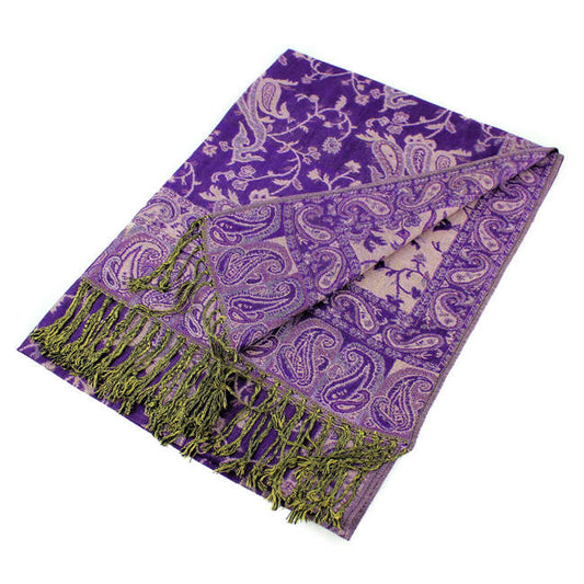 Purple Big Paisley Pashmina