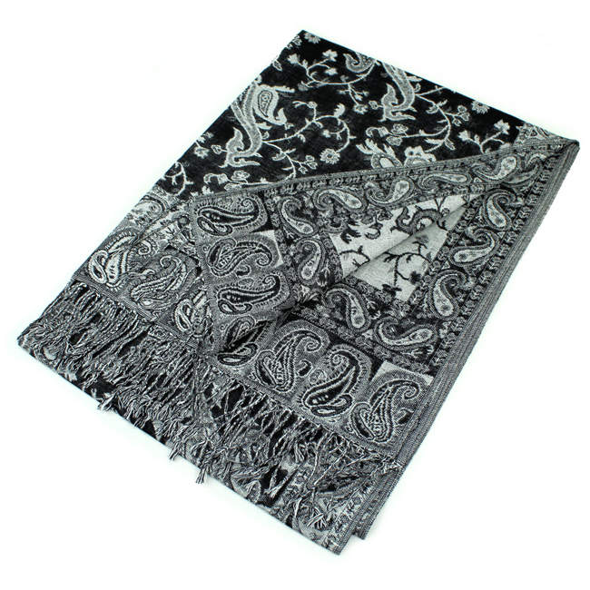 Black Paisley Pashmina