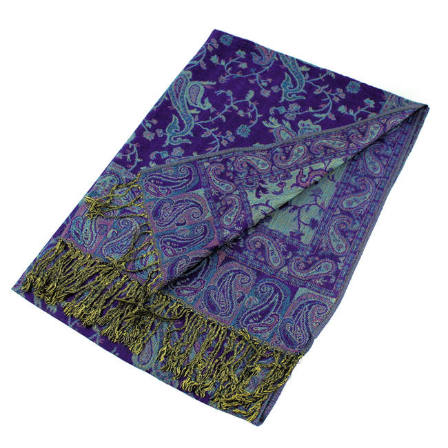 Purple/Teal Big Paisley Pashmina